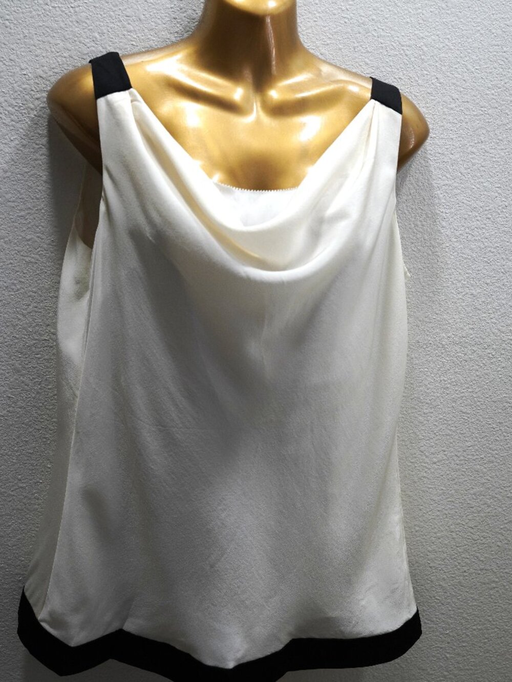 White House Black Market Silk Ivory Cowl Sleeveless Tank Top size M